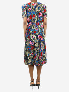 Isabel Marant Multi floral-printed velvet midi dress - size UK 6