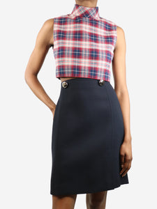 Celine Red high-neck check cropped top - size UK 8