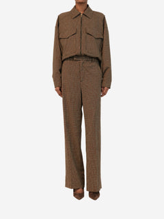 Brown houndstooth straight-leg trousers - size XS Trousers Staud 