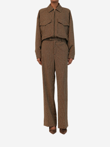 Brown houndstooth straight-leg trousers - size XS alternate image
