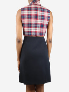 Celine Red high-neck check cropped top - size UK 8