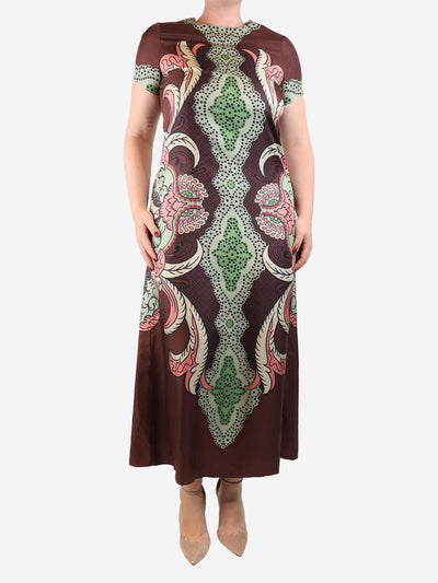 Brown abstract printed maxi dress - size M Dresses La Double J 