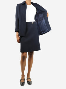 Prada Blue wool midi skirt and blazer set - size UK 4