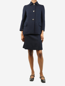 Prada Blue wool midi skirt and blazer set - size UK 4