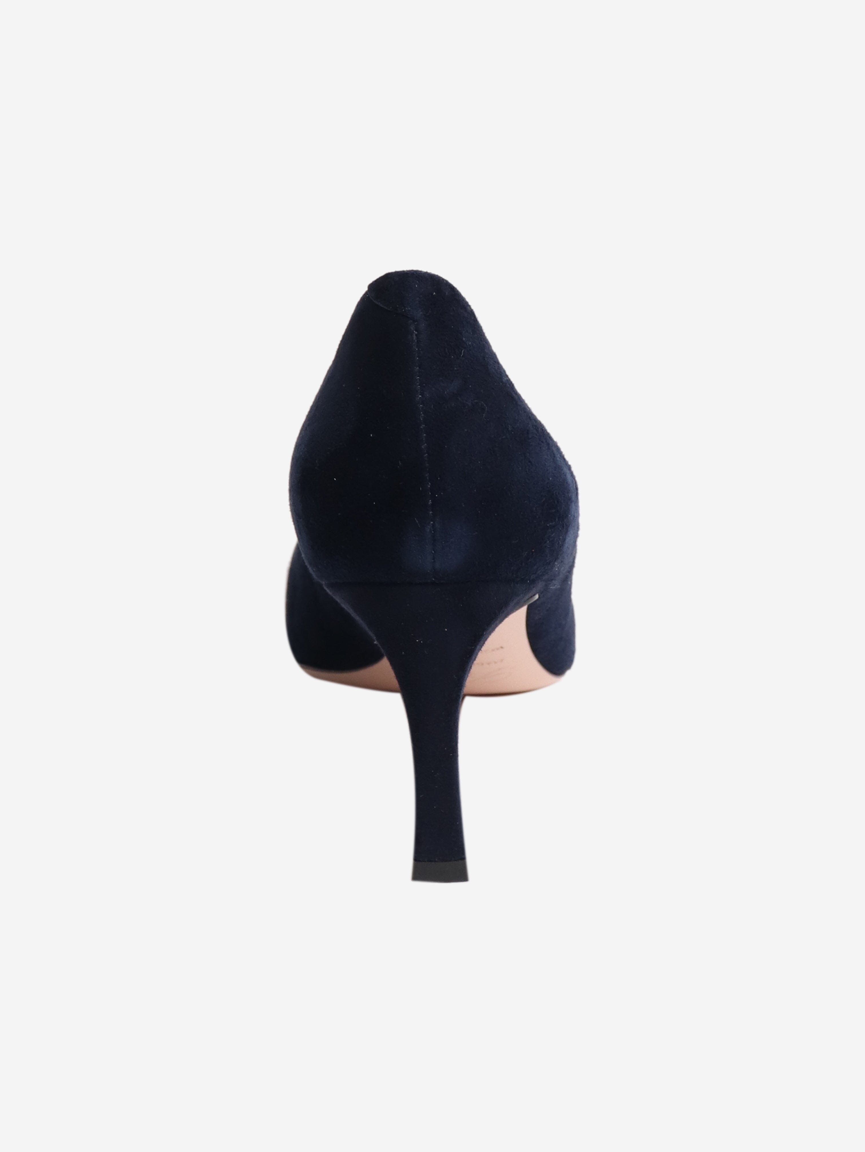 Navy suede Trompette pumps - size EU 36 (UK 3) Heels Roger Vivier 