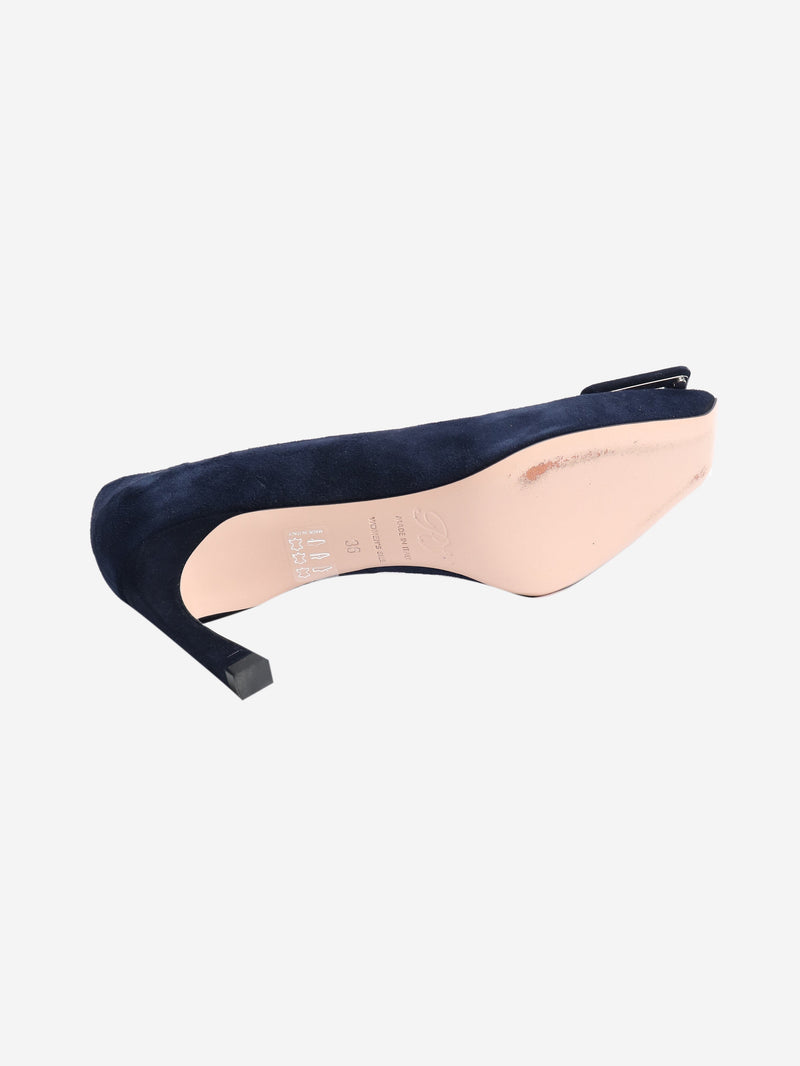 Navy suede Trompette pumps - size EU 36 (UK 3) Heels Roger Vivier 