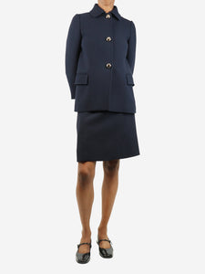 Prada Blue wool midi skirt and blazer set - size UK 4