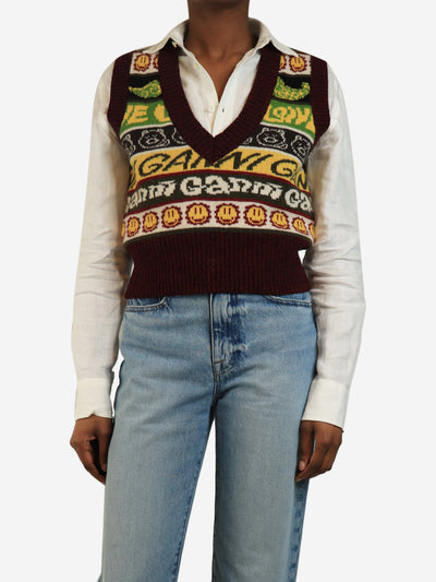 Burgundy smiley jumper vest - size S Knitwear Ganni 