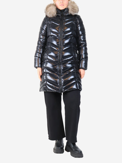 Black hooded down coat - size UK 8 Coats & Jackets Moncler 