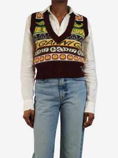 Burgundy smiley jumper vest - size S Knitwear Ganni 