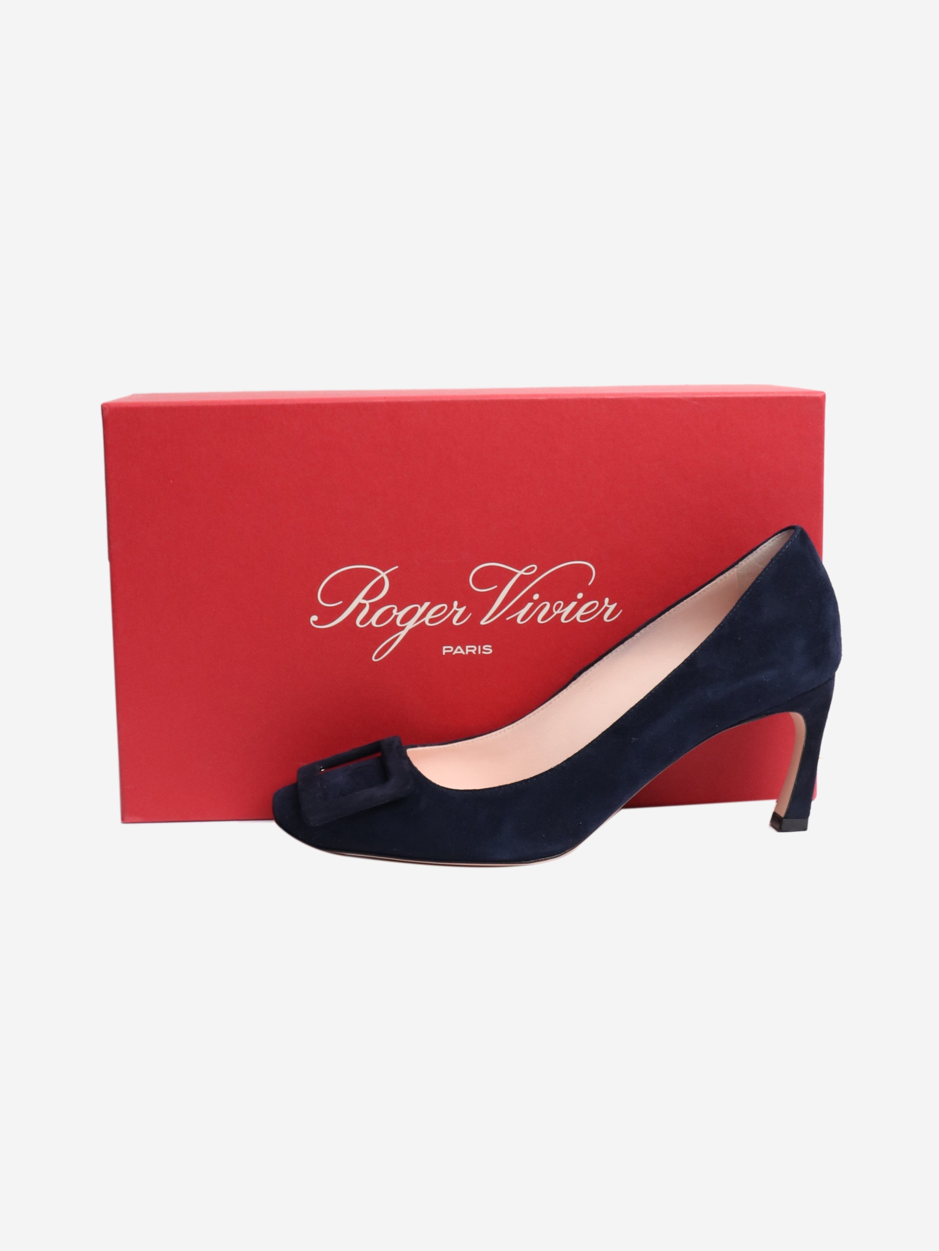 Navy suede Trompette pumps - size EU 36 (UK 3) Heels Roger Vivier 