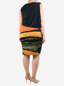 Maison Margiela Green sleeveless dress with dye print detail - size UK 12