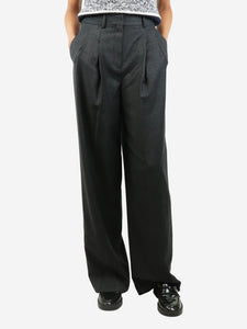 Theory Charcoal grey double pleated loose trousers - size UK 6