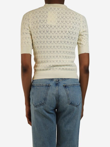 Cream open weave sweater - size M alternate image