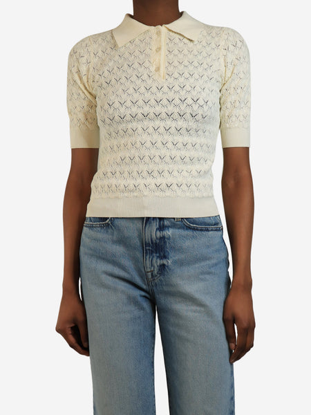 Cream open weave sweater - size M product image