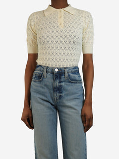 Cream open weave sweater - size M Knitwear G. 