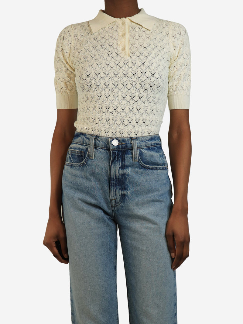 Cream open weave sweater - size M Knitwear G. 