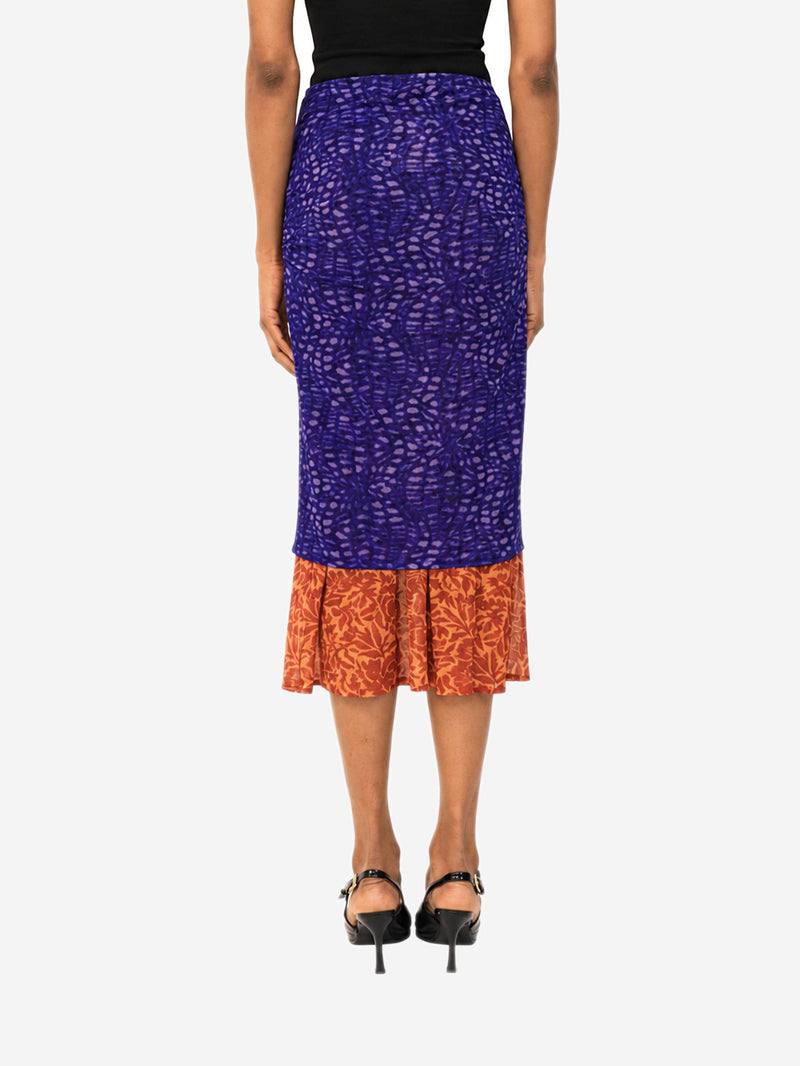Blue and orange printed mesh midi skirt - size XS Skirts Dries Van Noten 