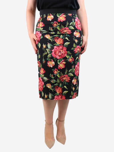 Black floral midi skirt - size UK 12 Skirts Dolce & Gabbana 