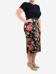 Dolce & Gabbana Black floral midi skirt - size UK 12