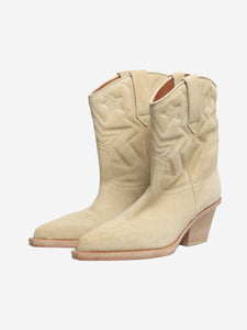 Paris Texas Cream Texas star suede ankle boots - size EU 38
