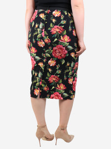 Dolce & Gabbana Black floral midi skirt - size UK 12