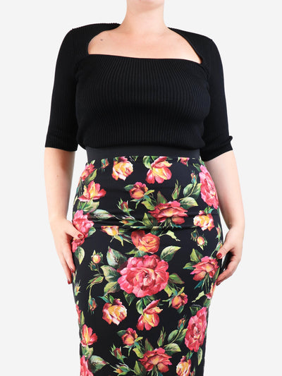 Black ribbed square-neck top - size L Tops Ganni 