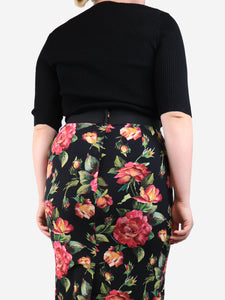 Ganni Black ribbed square-neck top - size L