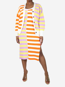 Staud Multicolour two-tone striped cardigan and knit dress set - size M