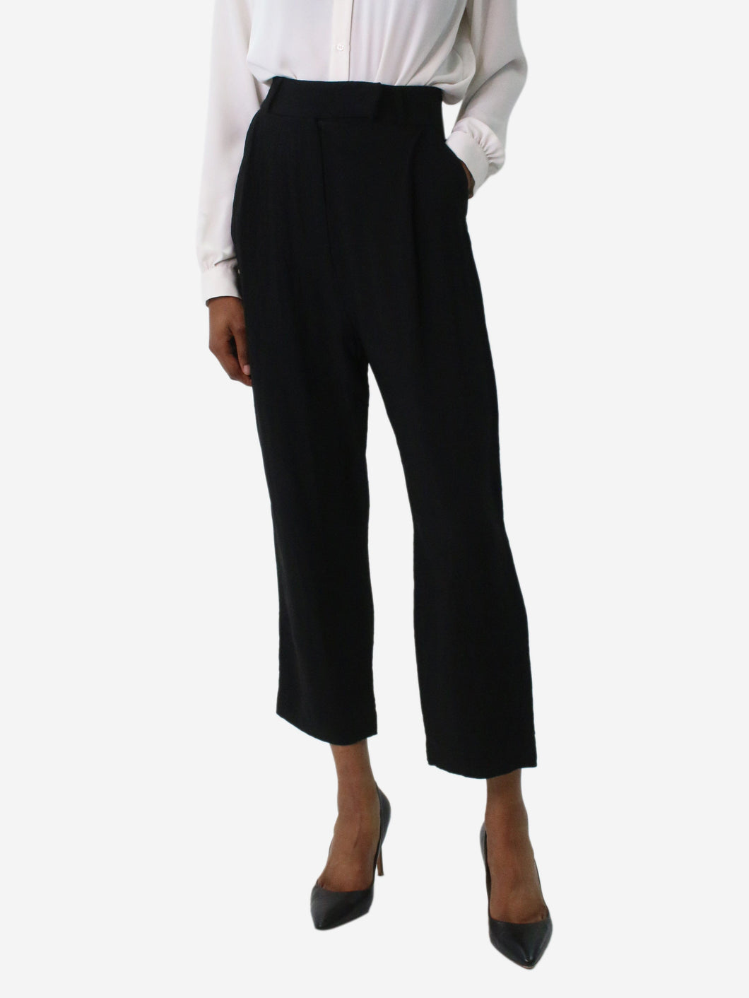 Black Straight-leg wool-blend crepe trousers | Matteau | MATCHES UK