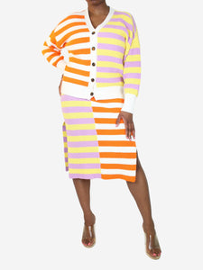 Staud Multicolour two-tone striped cardigan and knit dress set - size M