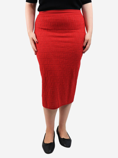 Red FF logo knit skirt - size UK 12 Skirts Fendi 