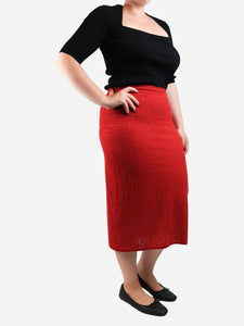 Fendi Red FF logo knit skirt - size UK 12