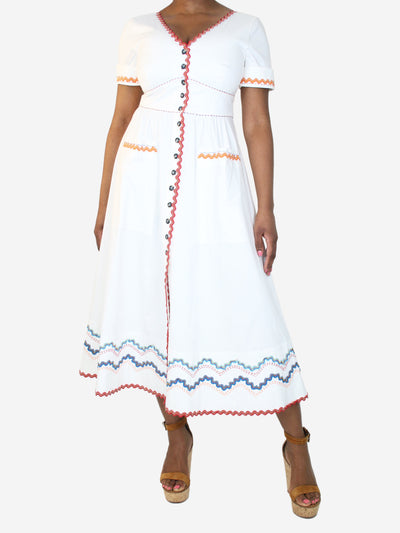 White cotton button-front midi dress - size UK 12 Dresses Saloni 