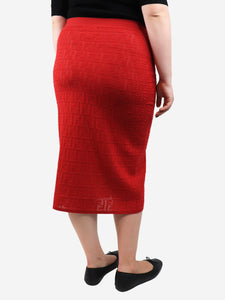Fendi Red FF logo knit skirt - size UK 12