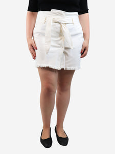 Nanushka Cream belted denim mini skirt - size L