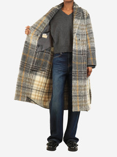 Grey alpaca blend check coat - size UK 6 Coats & Jackets Brunello Cucinelli 