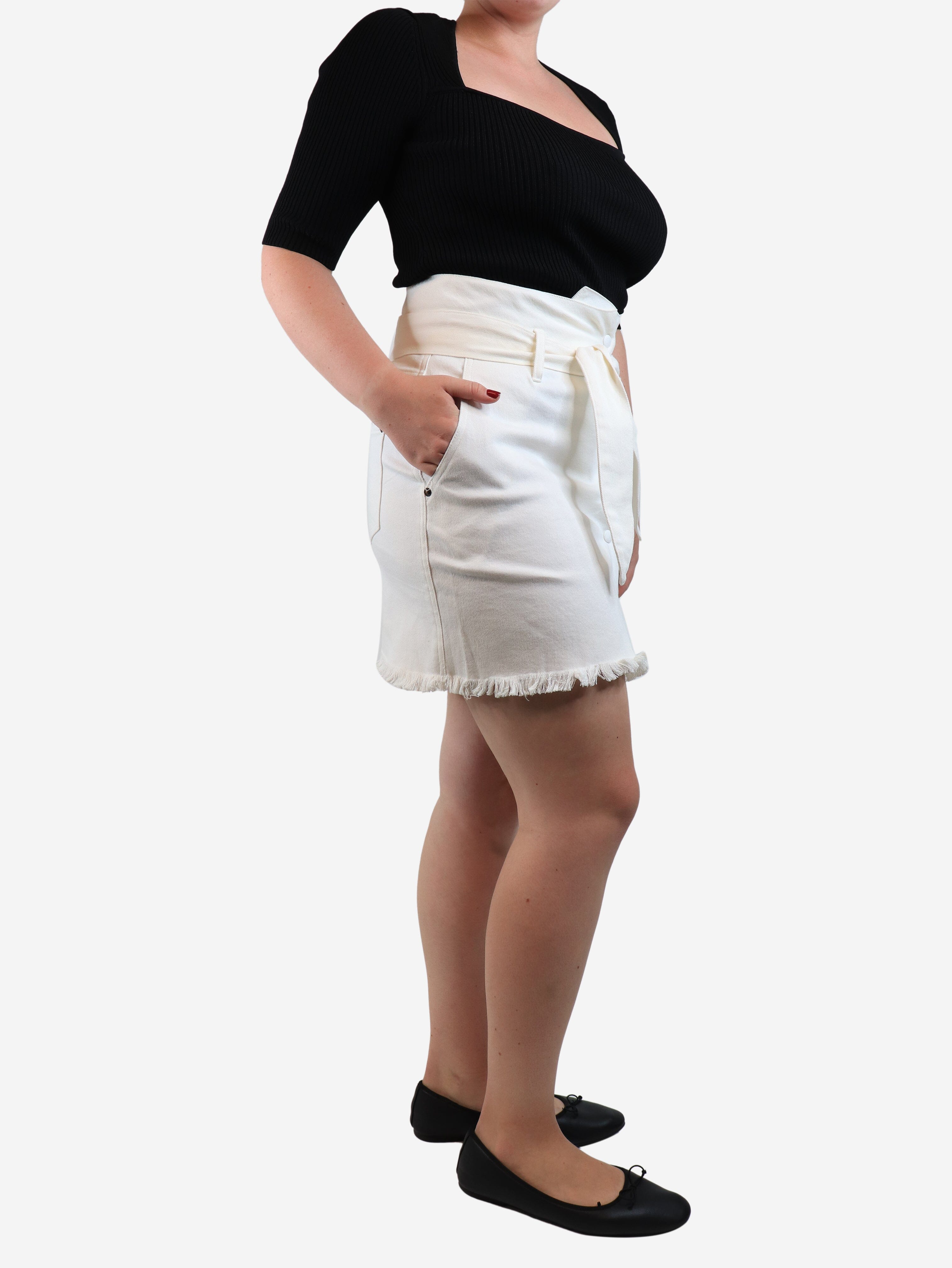Cream belted denim mini skirt - size L Skirts Nanushka 