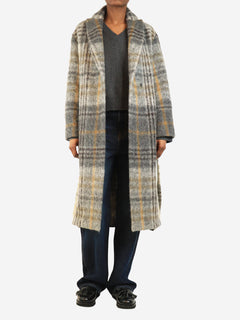 Grey alpaca blend check coat - size UK 6 Coats & Jackets Brunello Cucinelli 