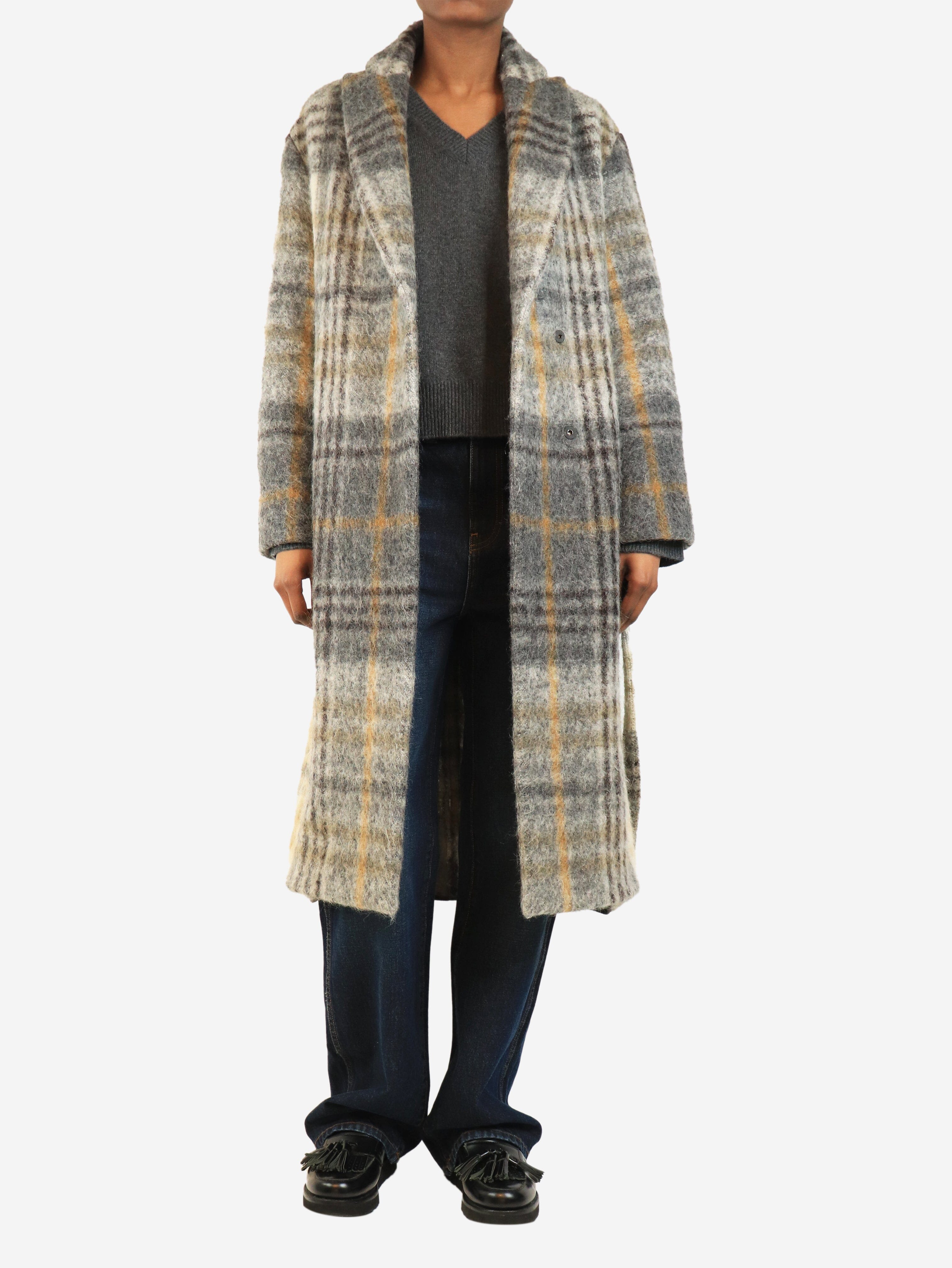 Grey alpaca blend check coat - size UK 6 Coats & Jackets Brunello Cucinelli 