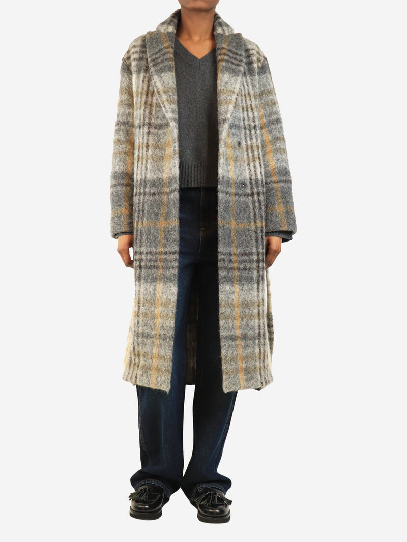 Grey alpaca blend check coat - size UK 6 Coats & Jackets Brunello Cucinelli 