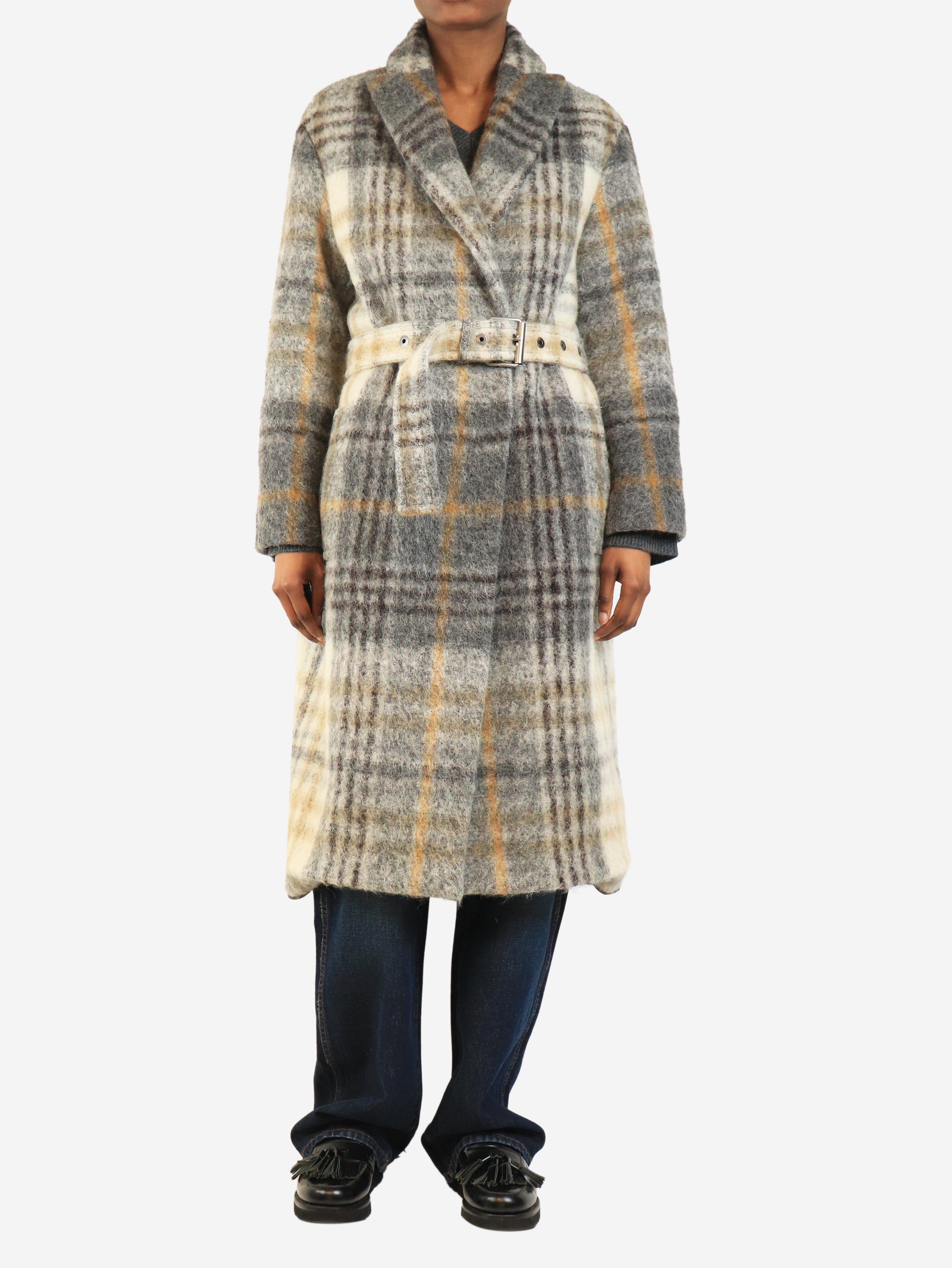 Grey alpaca blend check coat - size UK 6 Coats & Jackets Brunello Cucinelli 