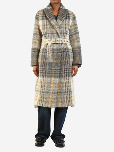 Grey alpaca blend check coat - size UK 6 Coats & Jackets Brunello Cucinelli 