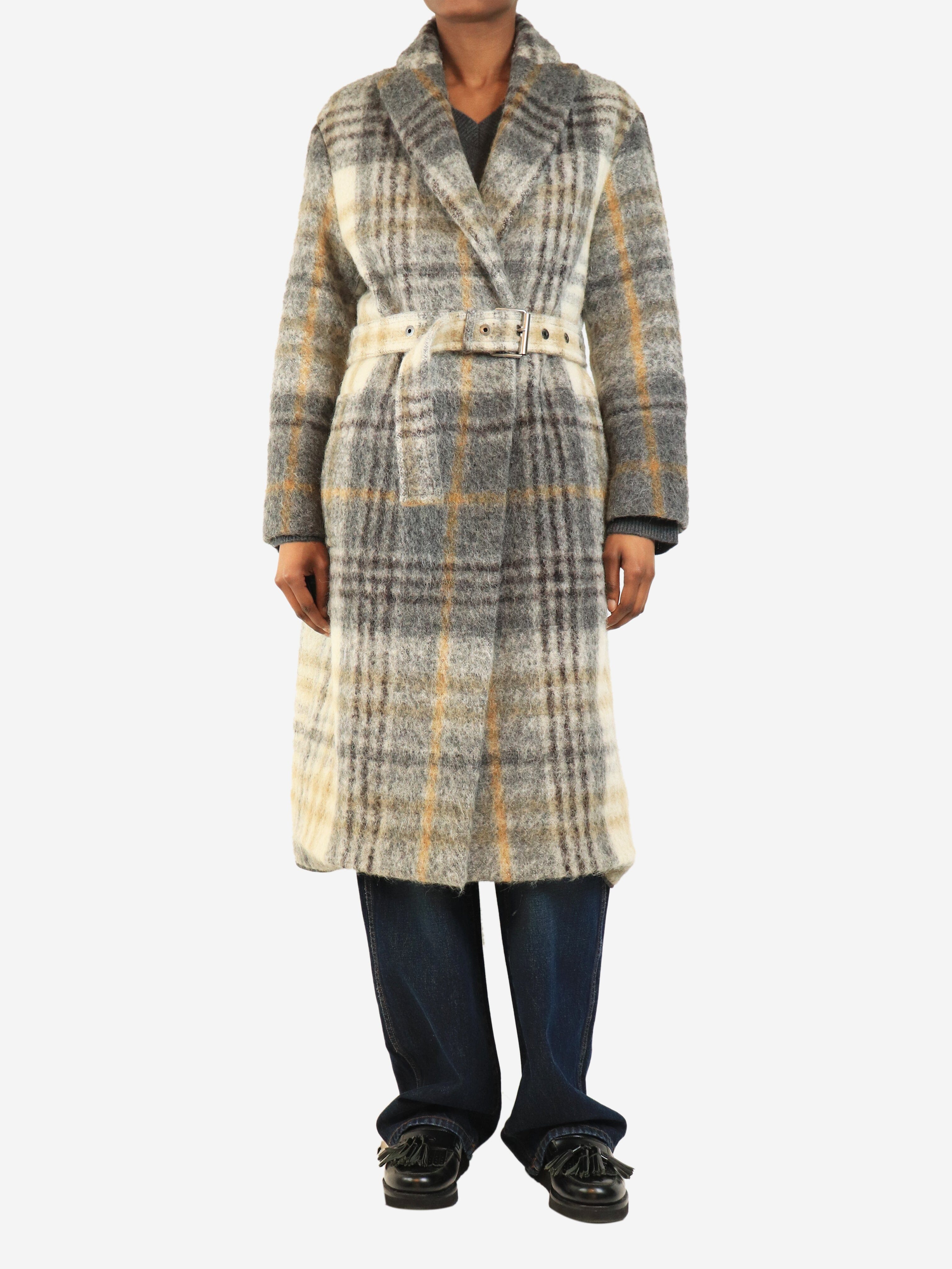 Grey alpaca blend check coat - size UK 6 Coats & Jackets Brunello Cucinelli 