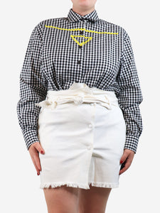 Prada Black gingham shirt with yellow detail - size UK 12
