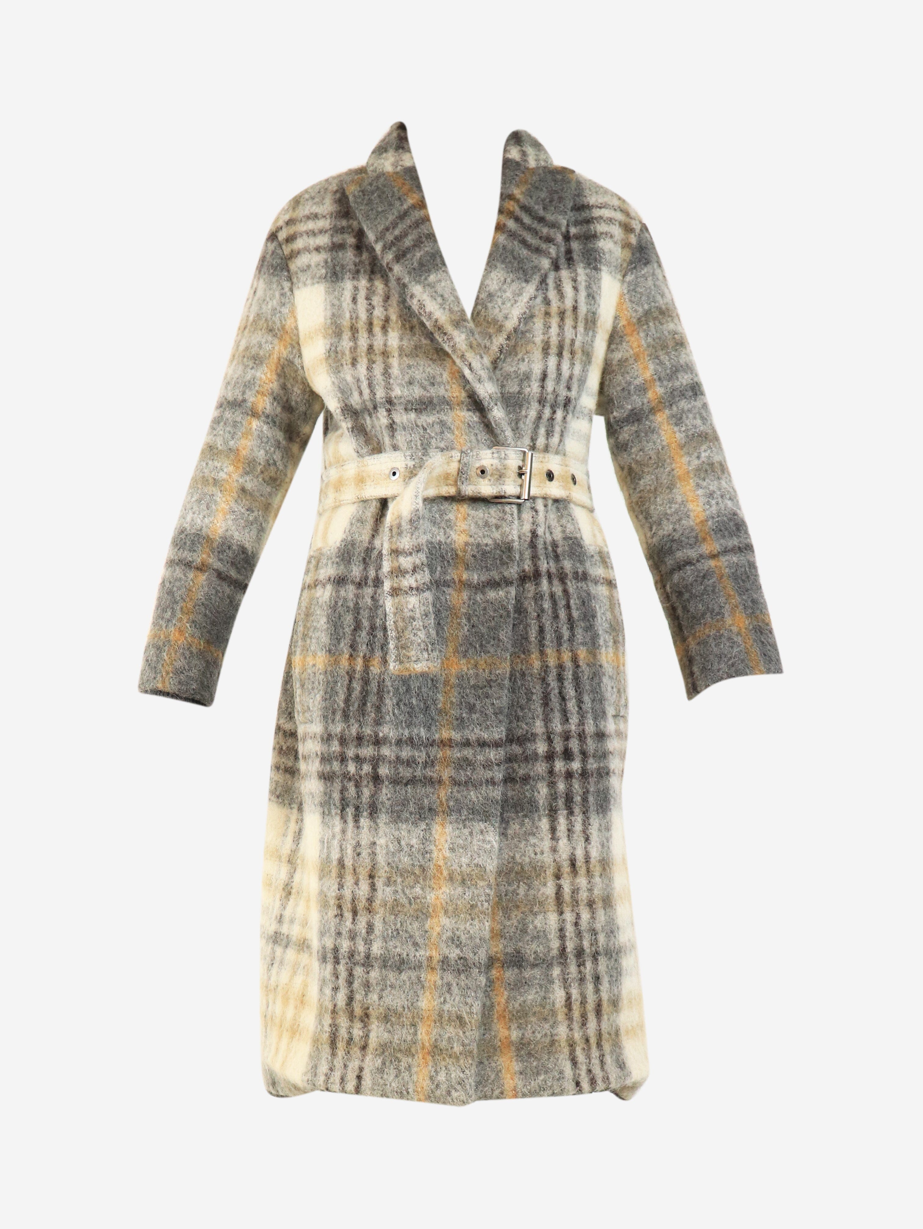 Grey alpaca blend check coat - size UK 6 Coats & Jackets Brunello Cucinelli 
