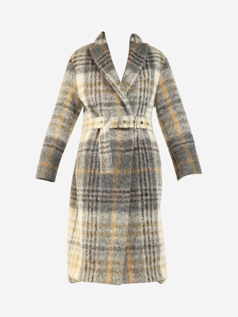 Grey alpaca blend check coat - size UK 6 Coats & Jackets Brunello Cucinelli 