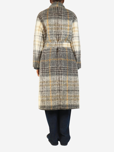 Grey alpaca blend check coat - size UK 6 alternate image