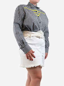 Prada Black gingham shirt with yellow detail - size UK 12