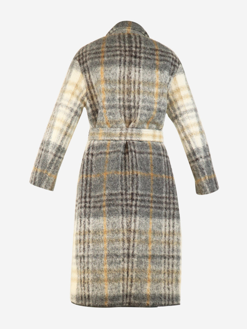 Grey alpaca blend check coat - size UK 6 Coats & Jackets Brunello Cucinelli 
